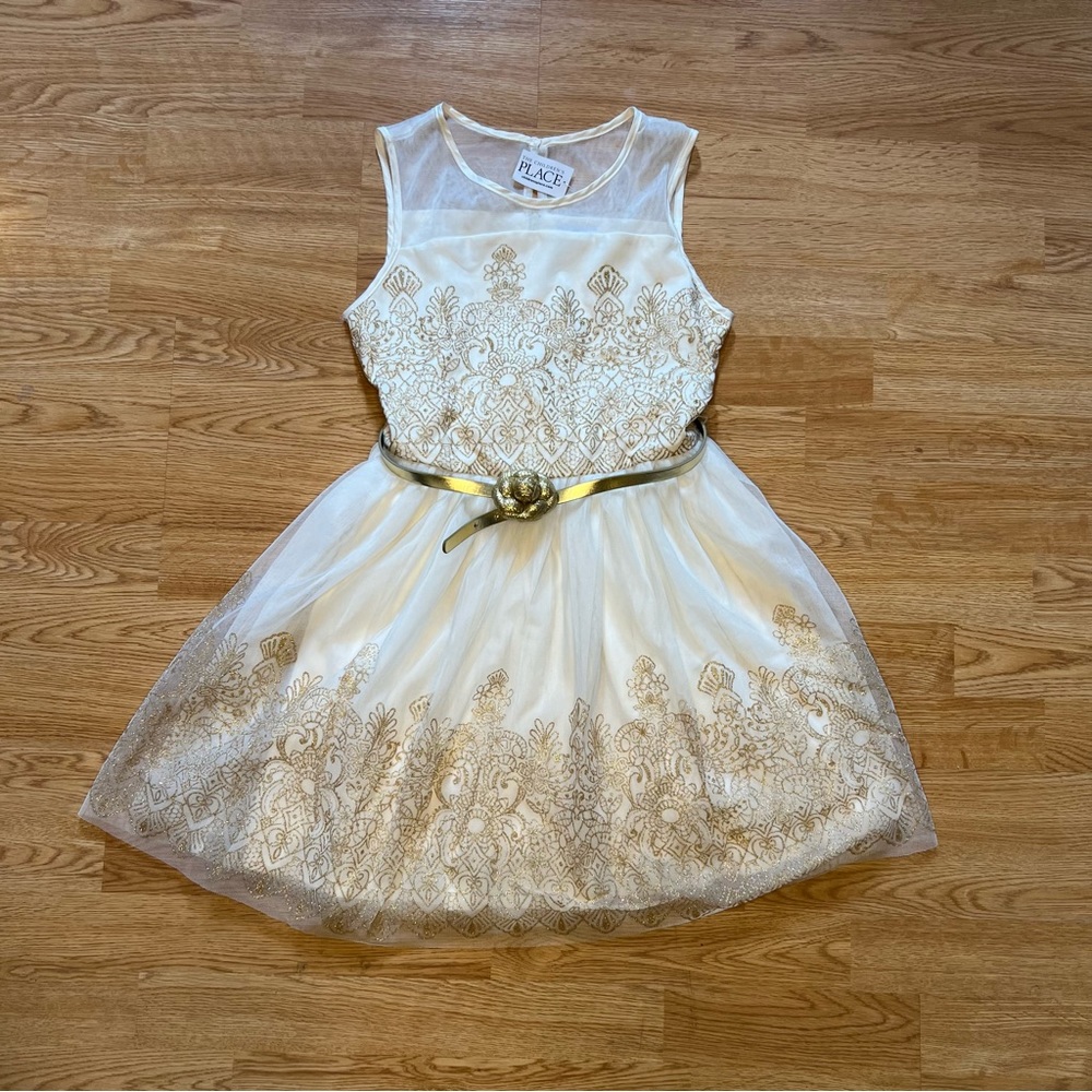 Children’s Place | White and gold little girls dress